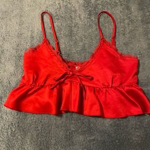 Tiger Mist Red Satin Lace-Trim Cami
